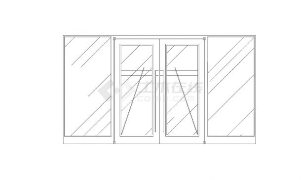 门窗类室内装饰玻璃双开推拉门立面图库-图二