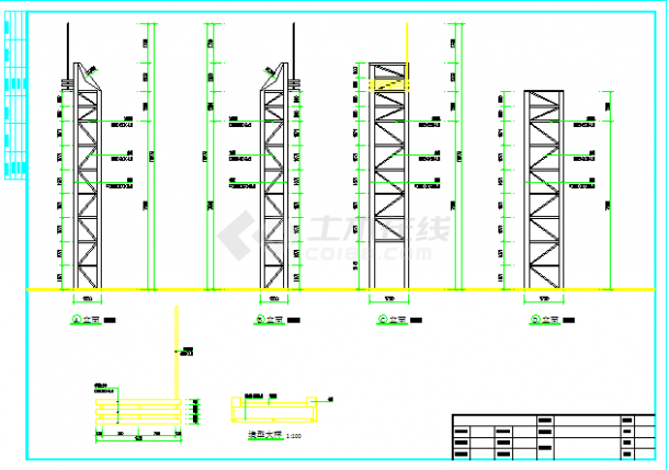 钢桁架大门结构施工图 节点详细-图一