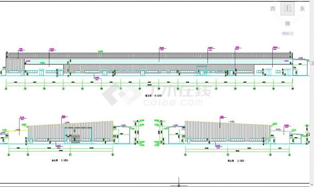 惠州市某工厂6800平米单层钢结构加工厂房建筑设计CAD图纸-图二