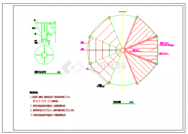 某项目圆形网架库房结构施工图-图二