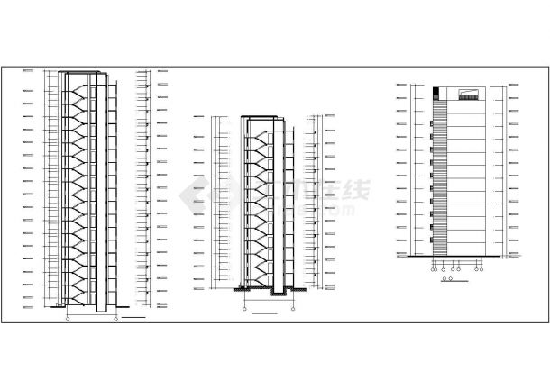 武汉市某小区1.7万平米18层框架结构住宅楼平立剖面设计CAD图纸-图一
