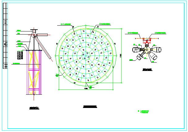 多层会所网架顶钢结构施工图CAD_图1