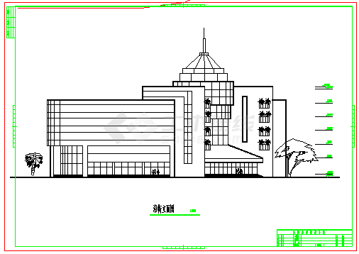 杭州某地市区精品办公楼全套建筑施工设计cad图纸-图二