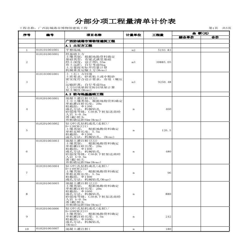 博物馆建筑工程计算表-图一