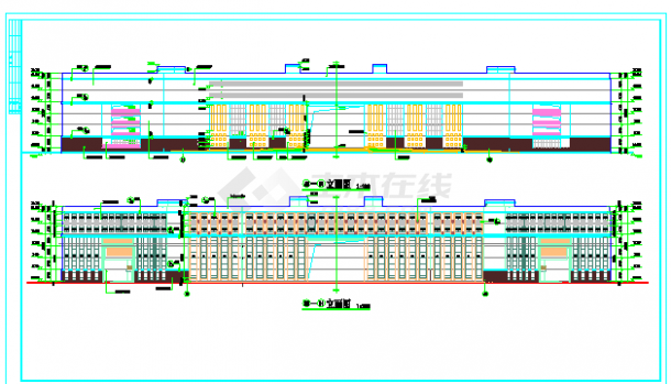 贵阳市某技校1.5万平米6层框架三段连排教学楼建筑设计CAD图纸-图一
