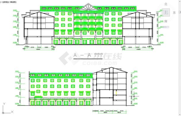 临街1.4万平米6层门型框架结构商务酒店建筑设计CAD图纸-图一