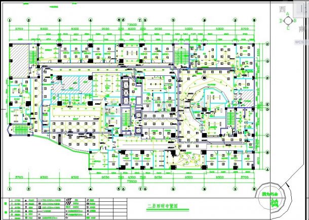 石家庄某医院四层综合楼电路施工CAD图（含各楼层照明布置图）-图一