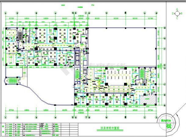 石家庄某医院四层综合楼电路施工CAD图（含各楼层照明布置图）-图二