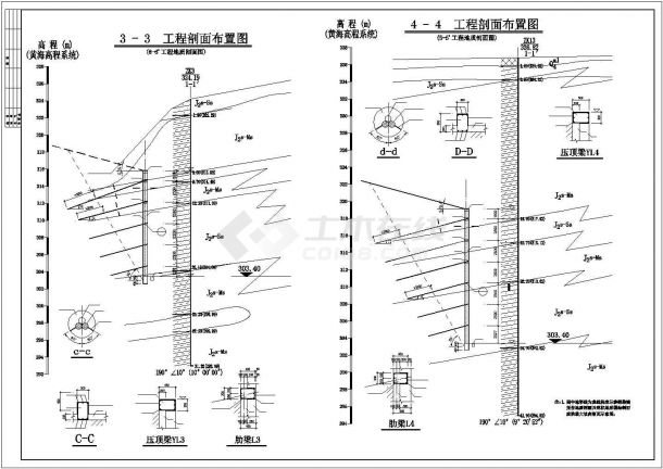 基坑工程锚杆挡土墙支护施工图设计-图二