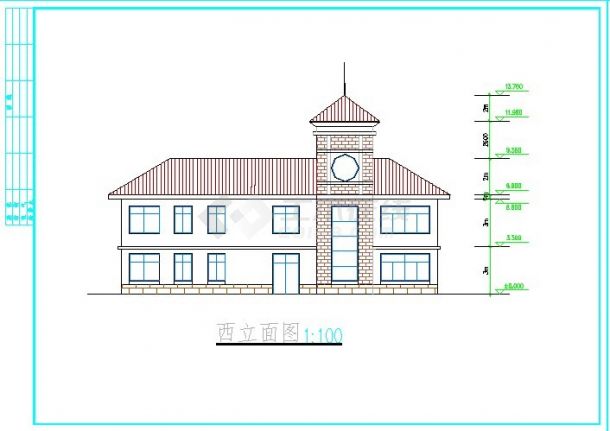 广州市某现代化小区社区活动会所建筑设计CAD图纸（含总平面图）-图二