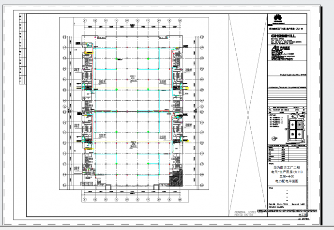 某地工业厂房-电气-生产用房大13三层-电力配电平面图CAD图纸_图1