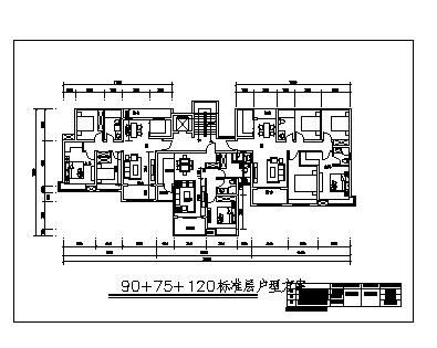 90 +75 +120住宅户型CAD方案详图-图一
