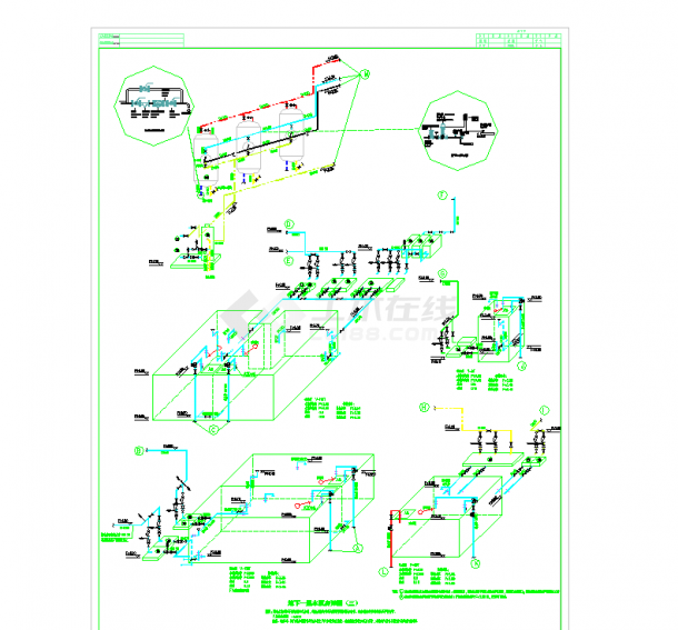 拉萨五星级多层假日酒店建筑设计施工图-给排水CAD图纸-图二