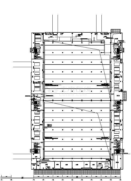 某县工业厂房电气一层夹层照明线槽CAD图-图二