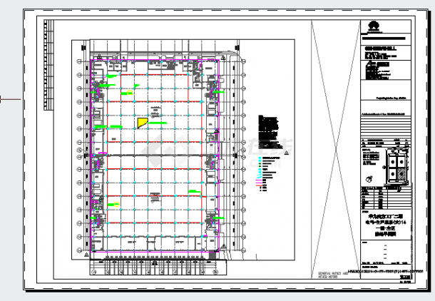 工业厂房-电气-生产用房(大)14一层-接地平面图-图二