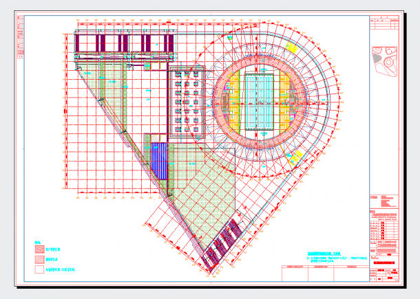 江苏工业园区体育中心游泳馆建筑施工图-装修界面划分图CAD图纸-图一