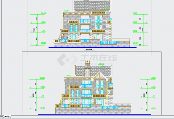 某地多层双拼别墅方案图CAD图纸-图一