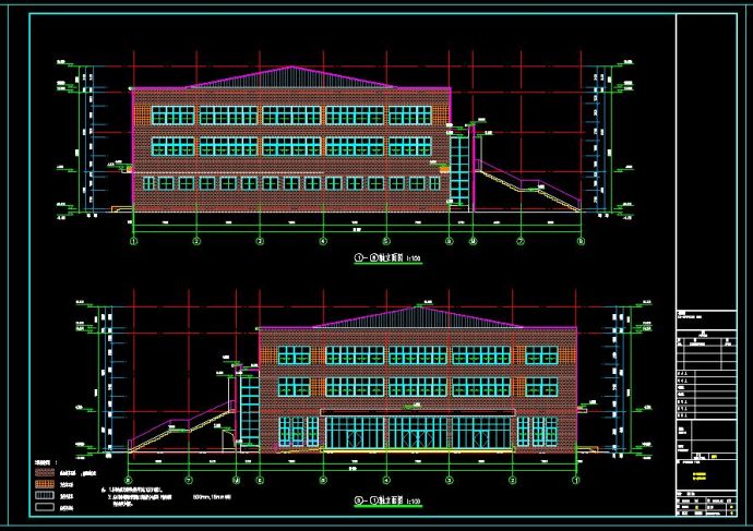 小学2层网架风雨操场建筑设计施工图_图1
