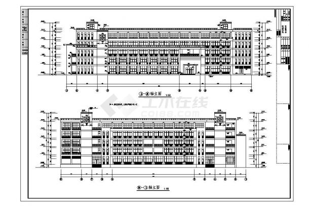 一栋某大学教学楼CAD施工设计图-图二