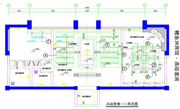 某地鲤鱼洲宾馆高级套房CAD图纸-图二