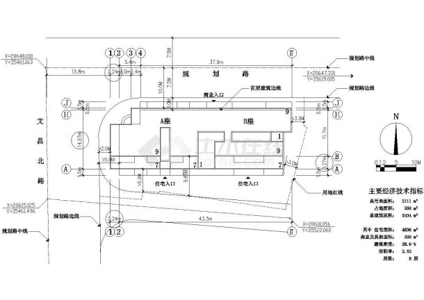 某一线城市高层商住建筑规划图-图一