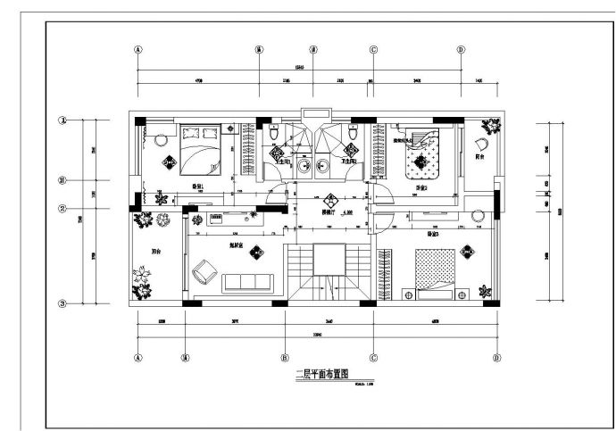 某别墅二层房间CAD设计套图_图1