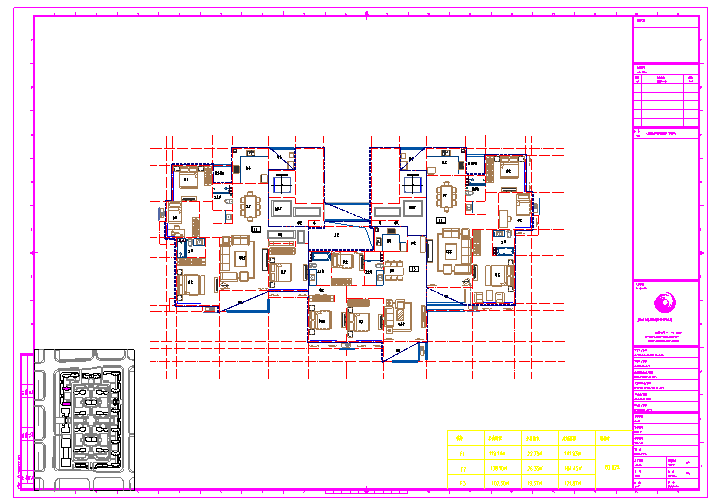 某地区一梯三大高层住房户型4室2厅设计图