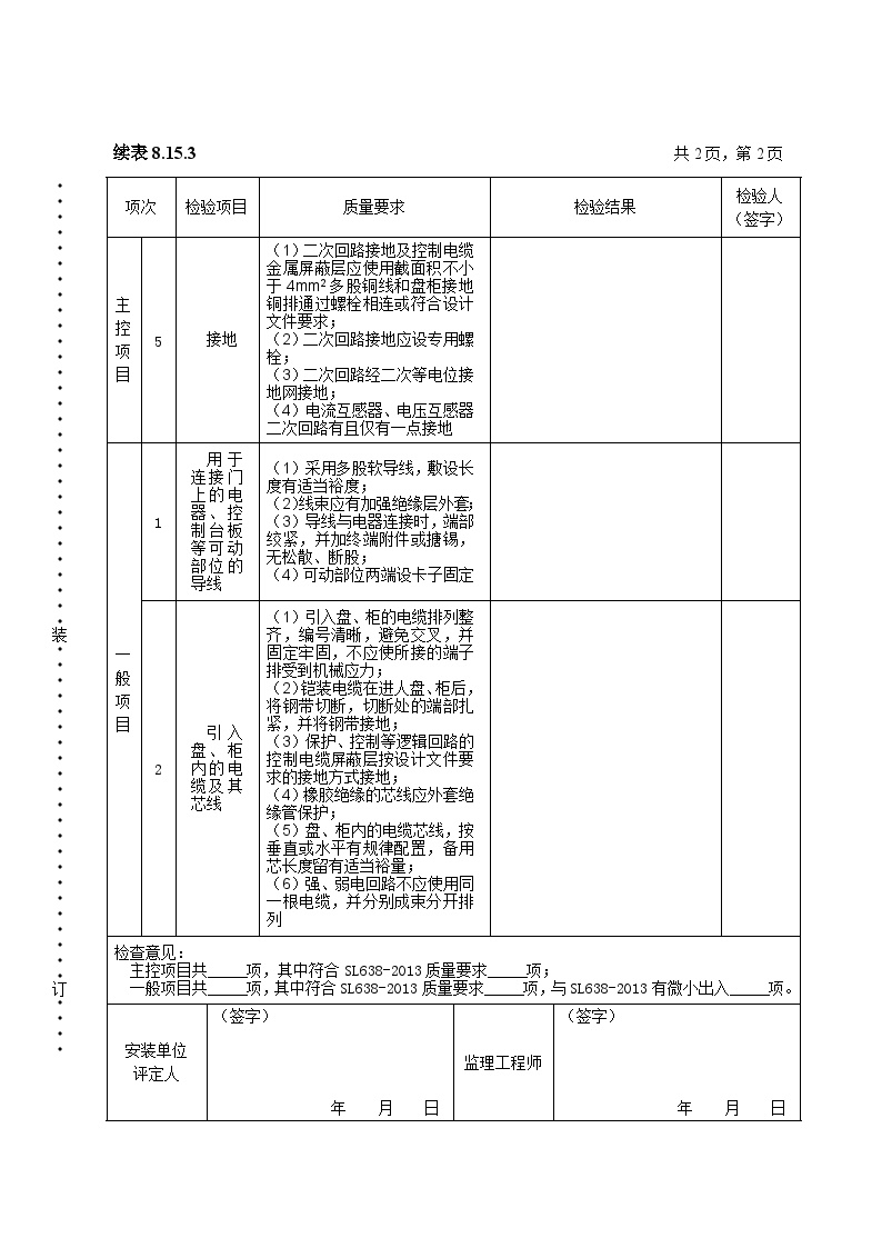 计算机监控系统二次回路接线质量检查表.doc-图二