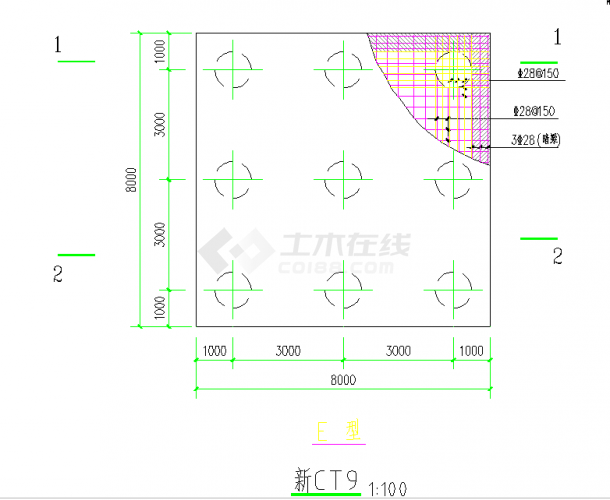 某地多层框架结构游泳场结构通用图CAD图纸-图二
