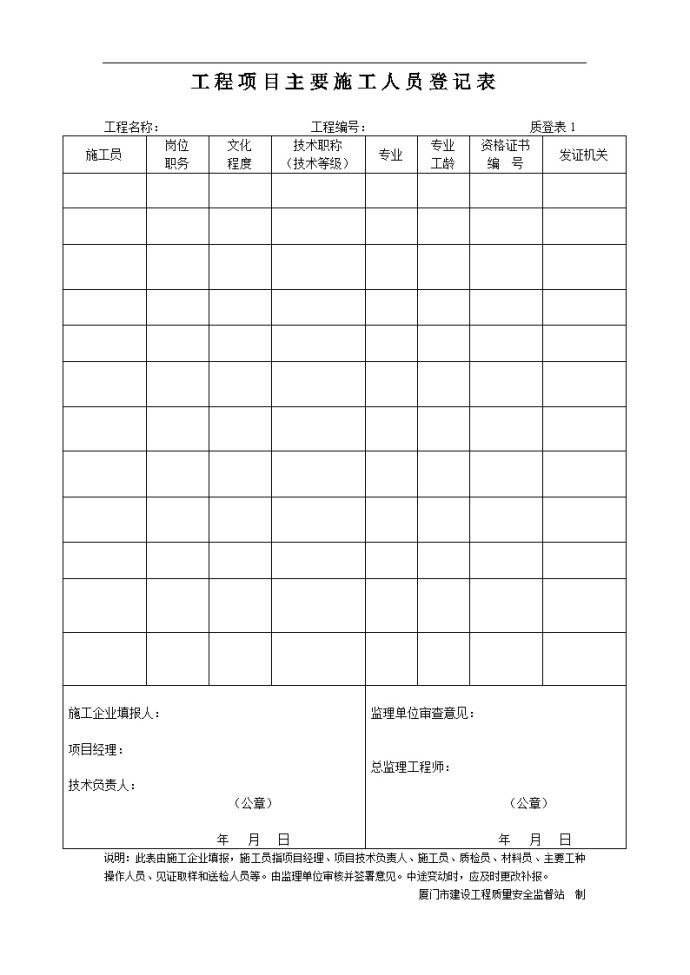 项目部人员登记表材料_图1