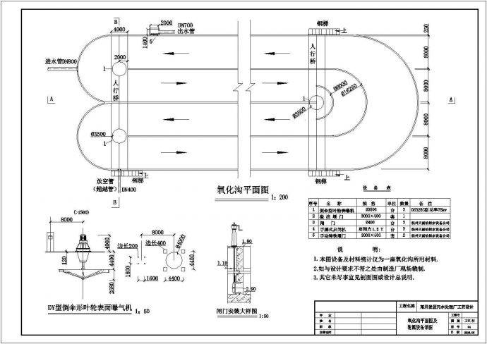 某氧化沟施工CAD环保构造节点设计图_图1