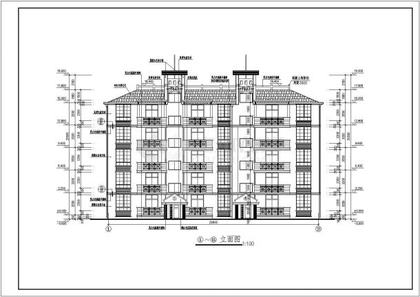 某砖混结构多层公寓楼设计cad全套建筑施工图（标注详细）-图二