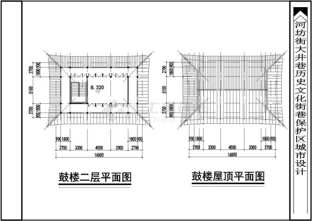 某二层仿古鼓楼设计cad建筑方案图（甲级院设计）-图二