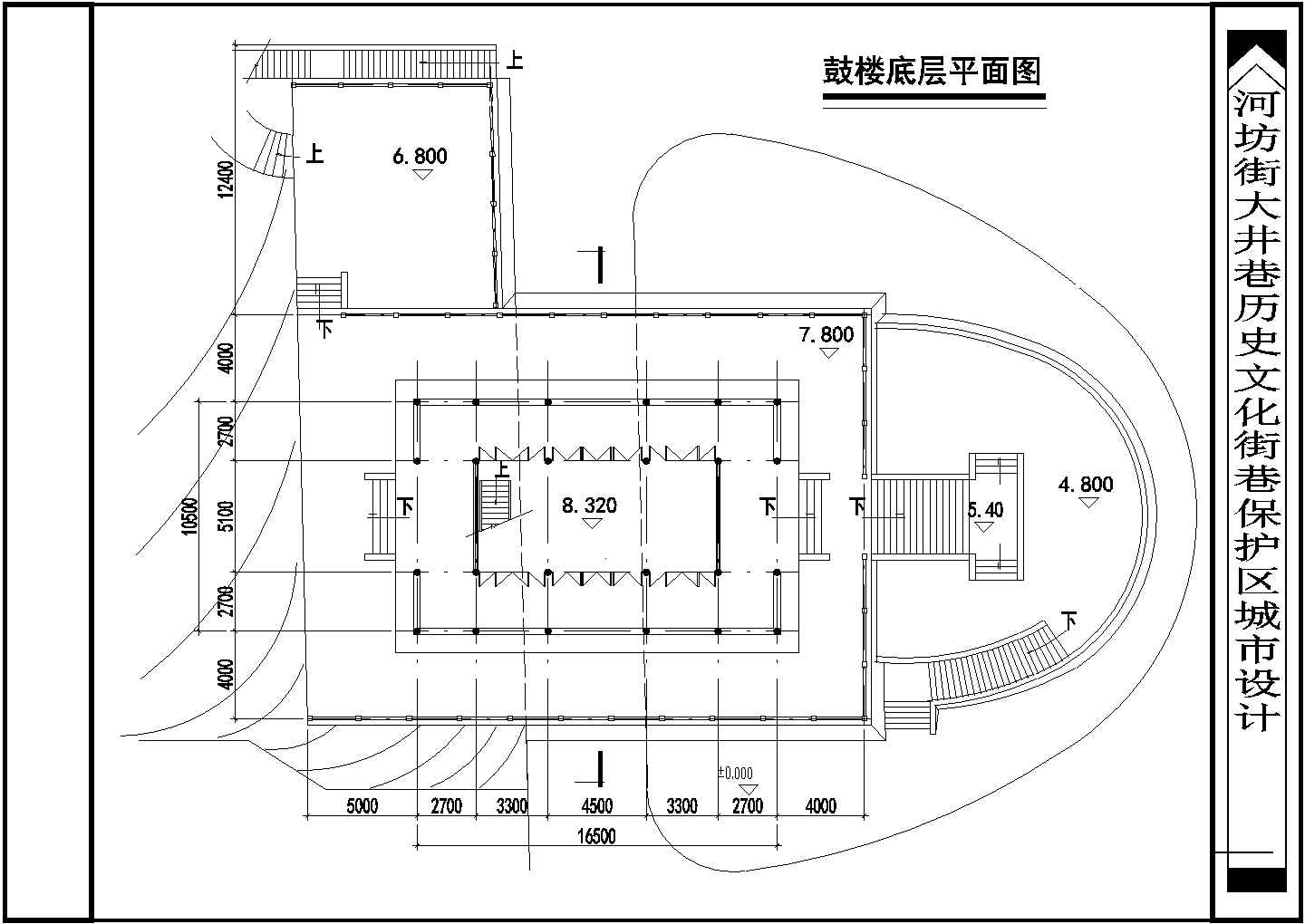 某二层仿古鼓楼设计cad建筑方案图（甲级院设计）