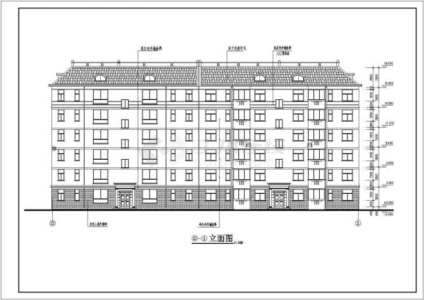 某地上六层带阁楼层住宅楼设计cad全套建筑施工图纸（甲级院设计）-图二