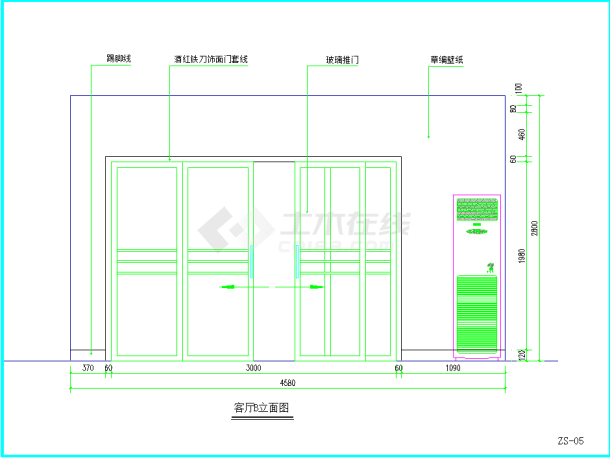 某地简约风格三居装修施工图CAD图纸-图二