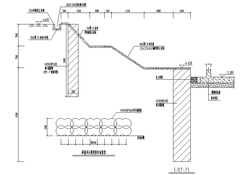 [宁波]土方开挖专家论证版专项施工方案2020-基坑围护设计剖面图