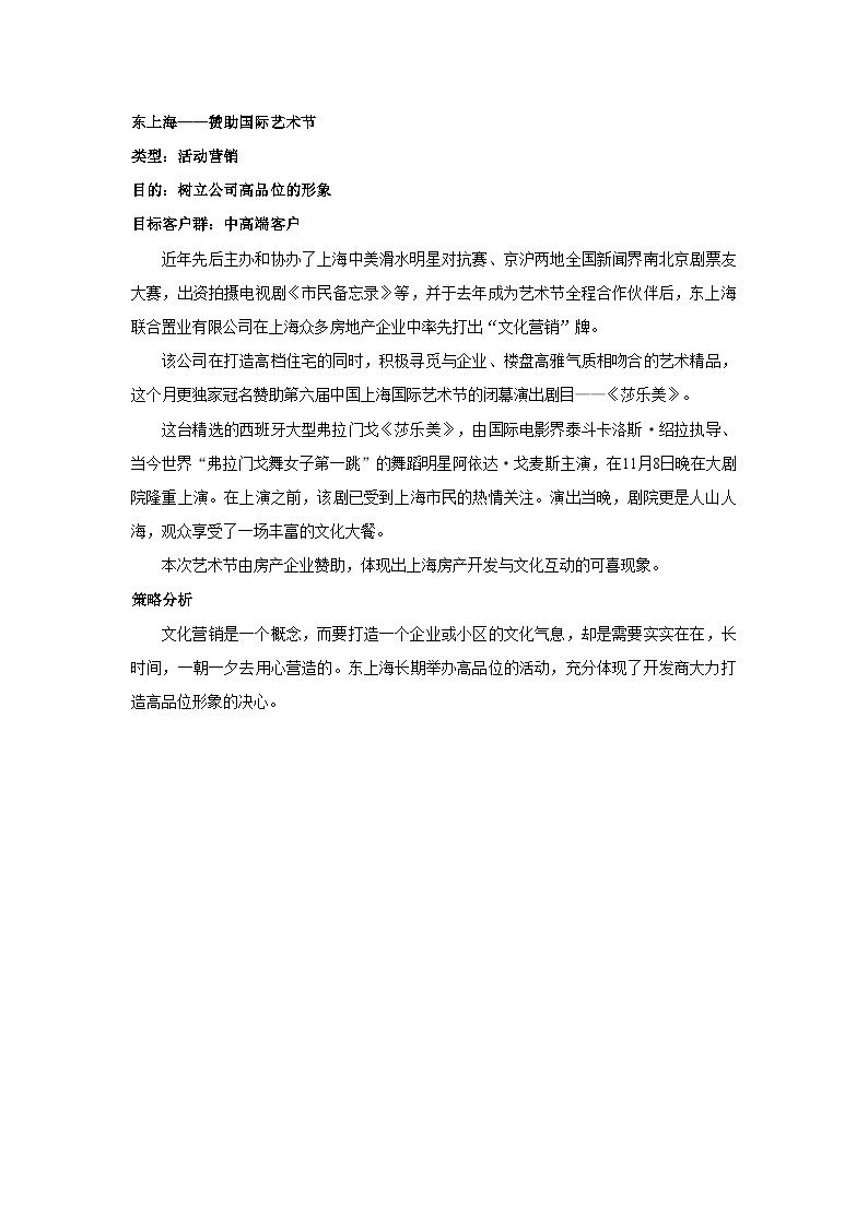 东上海：赞助国际艺术节-地产公司活动方案.doc-图一