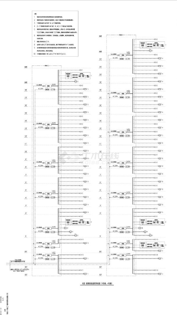 E-1-15-05 北区视频安防监控系统图（3号楼 4号楼）CAD图.dwg-图一