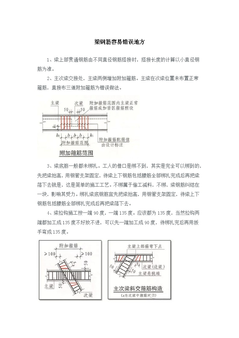 梁钢筋容易错误及施工方式-图一