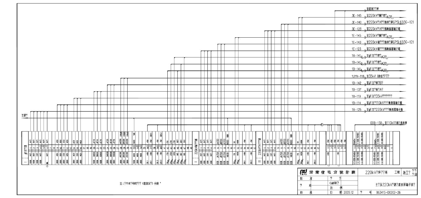 202-26主变及220kV线路电度表屏端子排图