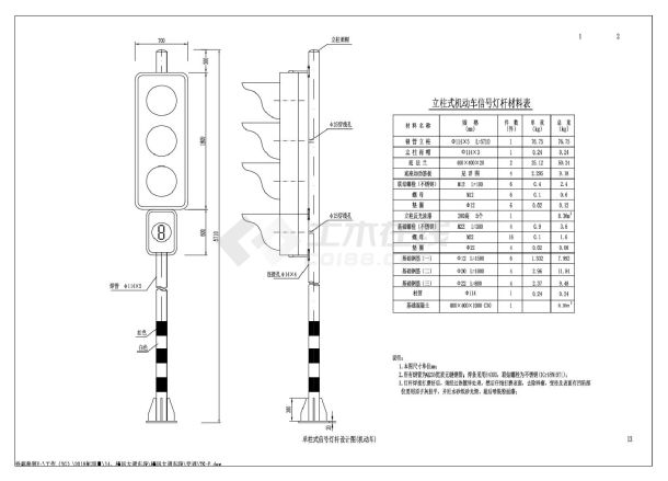 单柱式信号灯结构设计图(人行 车行).dwg-图一