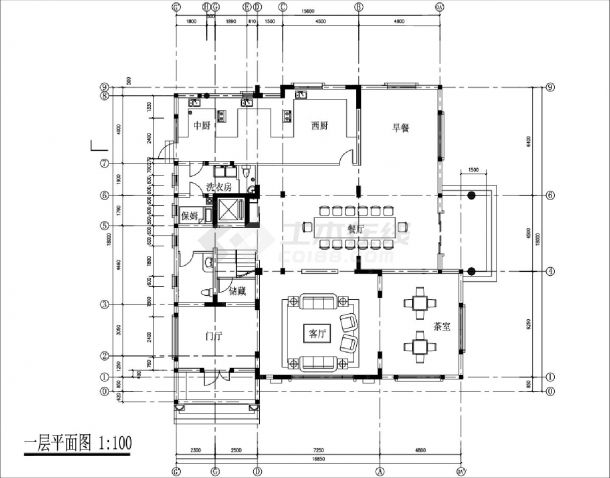 三层750平方米独栋别墅CAD图纸-图一