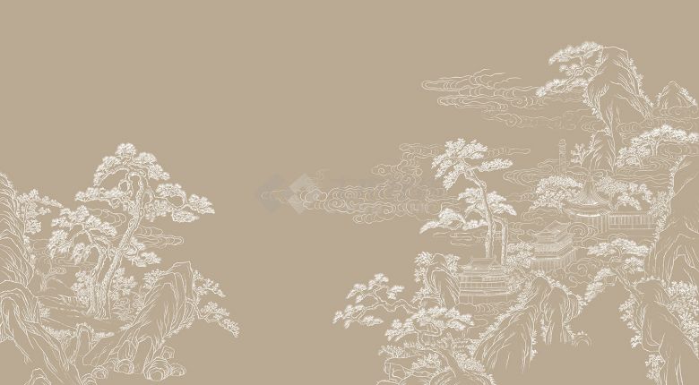 中式楼阁山水壁纸壁画 (23).jpg-图一