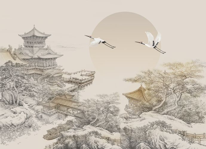 中式楼阁山水壁纸壁画 (18).jpeg_图1