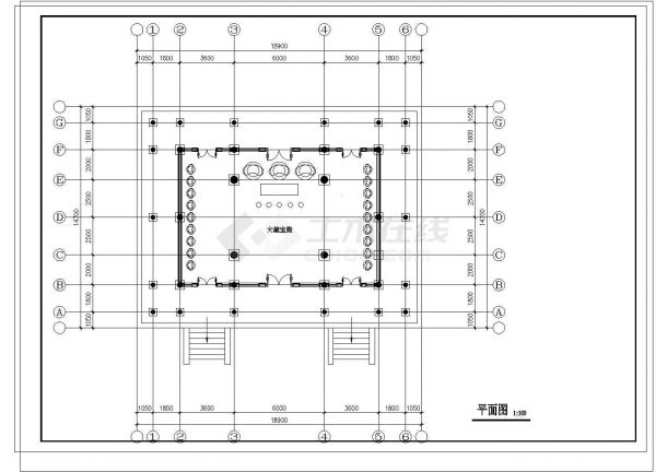 龙山寺建筑设计CAD平立面方案图-图一