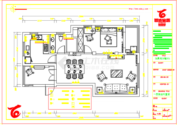某地怡景湾39幢501住宅家居装修设计施工图-图二
