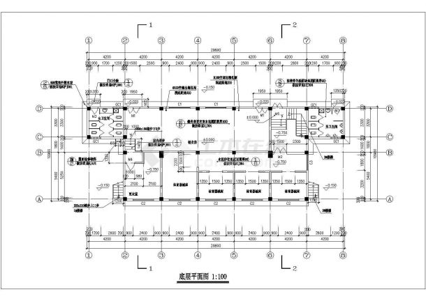 某地区的司令台建筑设计施工图（CAD图）-图二