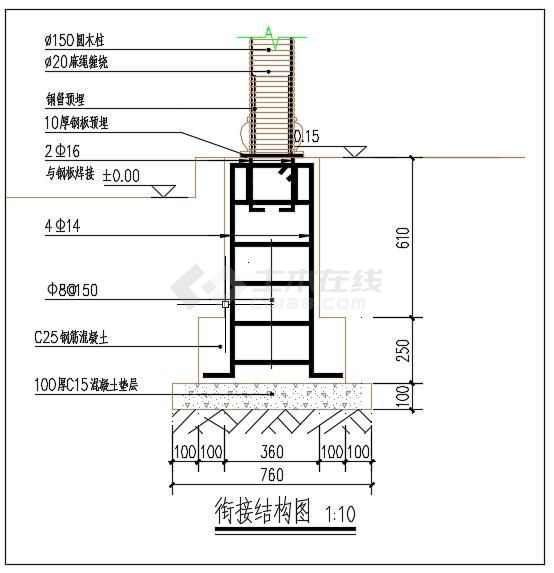 四角茅草亭子详细施工图设计-图一