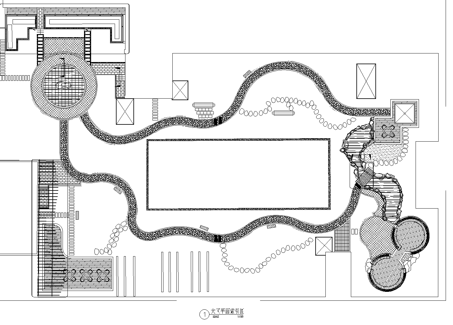 [重庆]财富中心裙楼屋顶花园景观CAD施工图-1 景观平面图_看图王